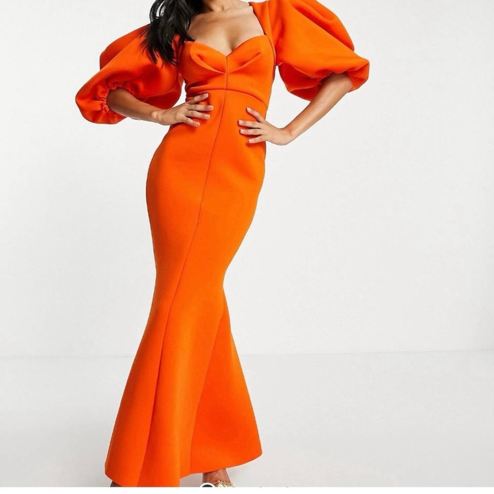 Size 8 ASOS orange exaggerated sleeve